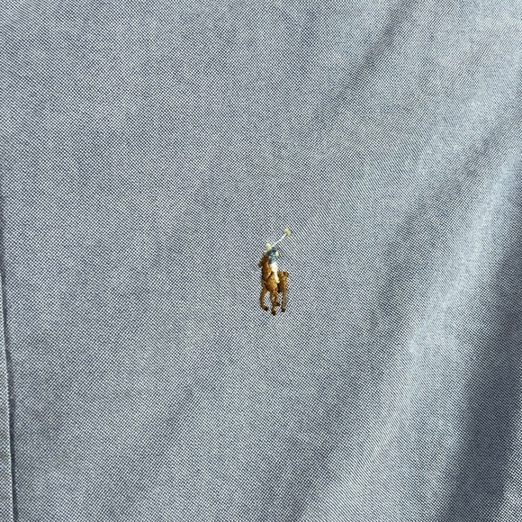 Polo Ralph Lauren 16.5-34 Classic Navy Button Front Blue Oxford Front Logo Shirt - Picture 5 of 9